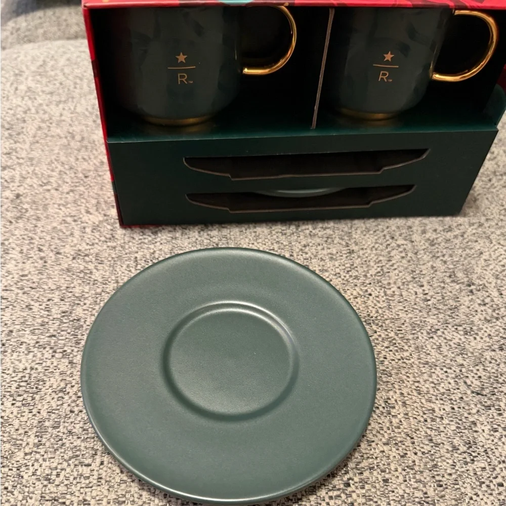Starbucks Reserve Green & Gold Espresso Mug & Saucer Set - Picture 5 of 7